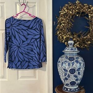 New Vineyard Vines Blue & Black Polyester & Spandex Long Sleeve Pullover Top XXS